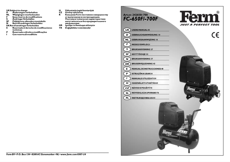 First page image of the manual for CRM1011 FC-650F