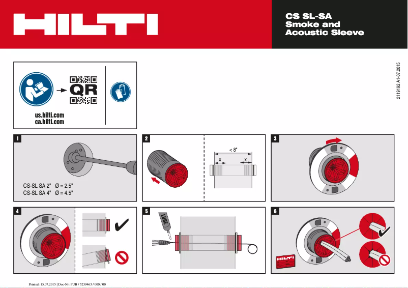 Page 1 of the manual User Manual Hilti CS-SL SA