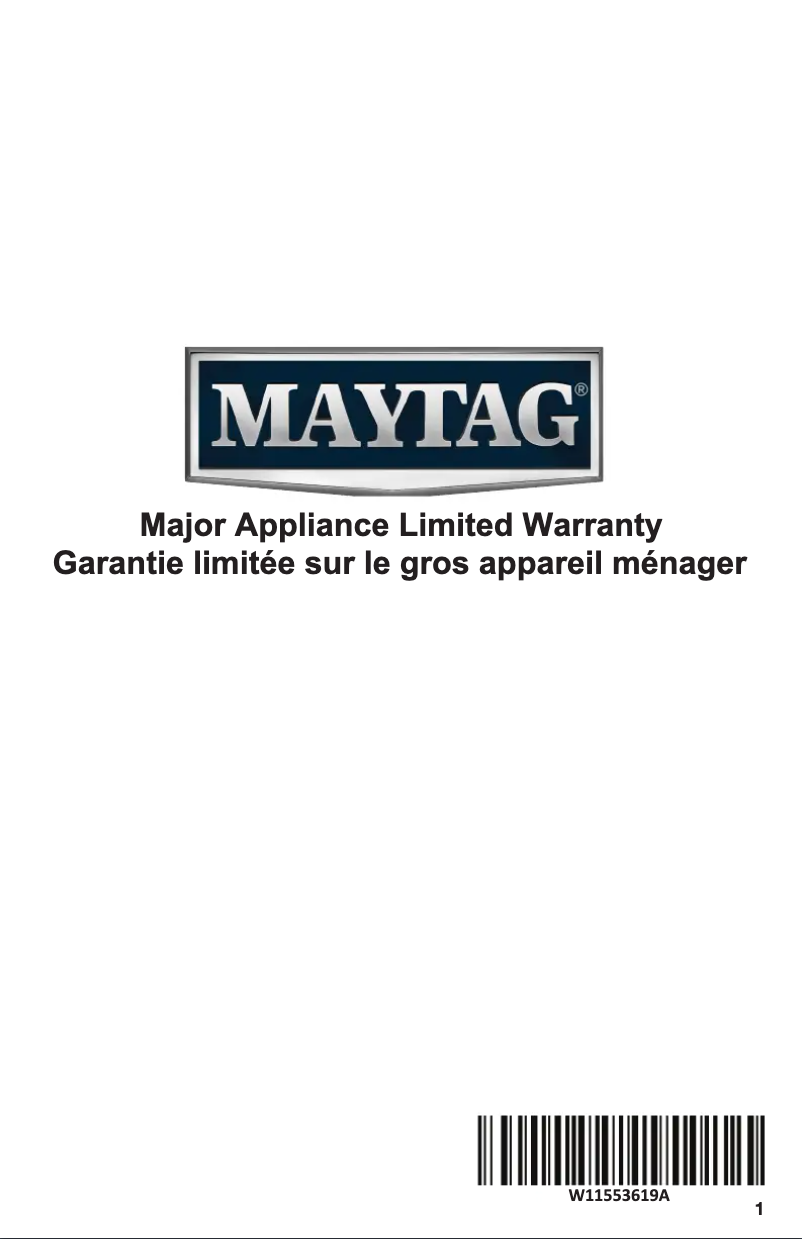 Page 1 of the manual Warranty Information Maytag MMMF6030PB