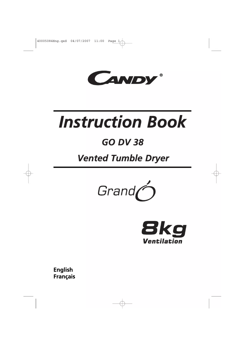 First page image of the manual for GO DV 38