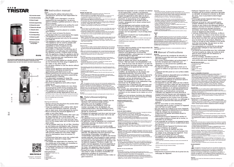 Page 1 of the manual User Manual TriStar PD-8782