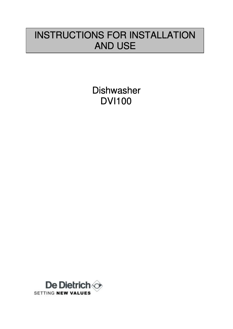 First page image of the manual for DVI100