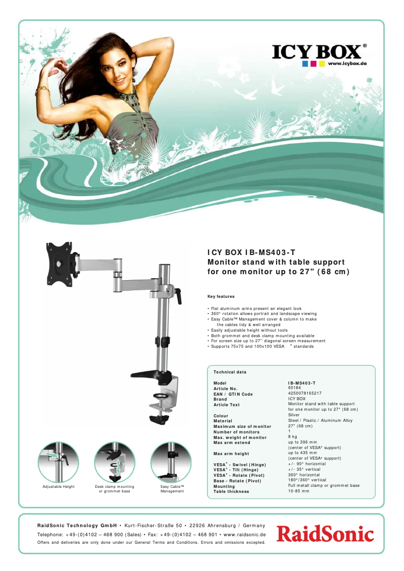 Page 1 of the manual Technical Sheet Icy Box IB-MS403-T