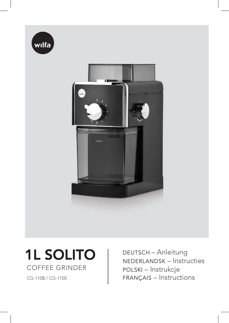 Page 1 of the manual User Manual Wilfa Il Solito CG-110S