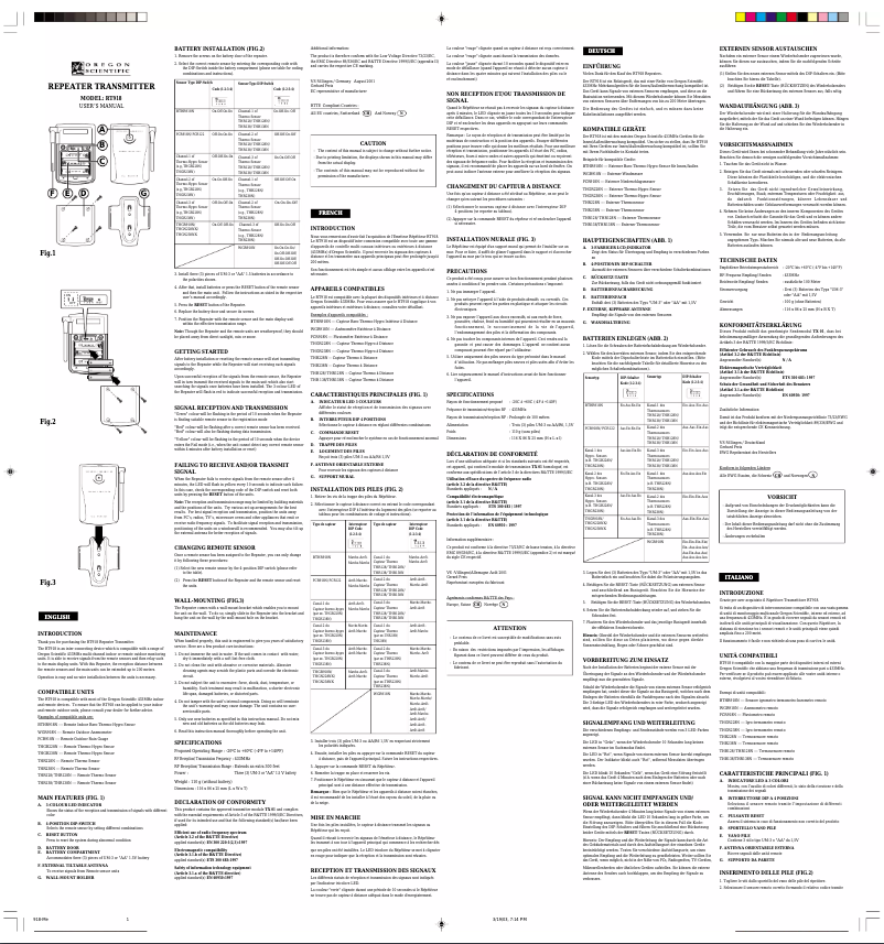 First page image of the manual for RT918