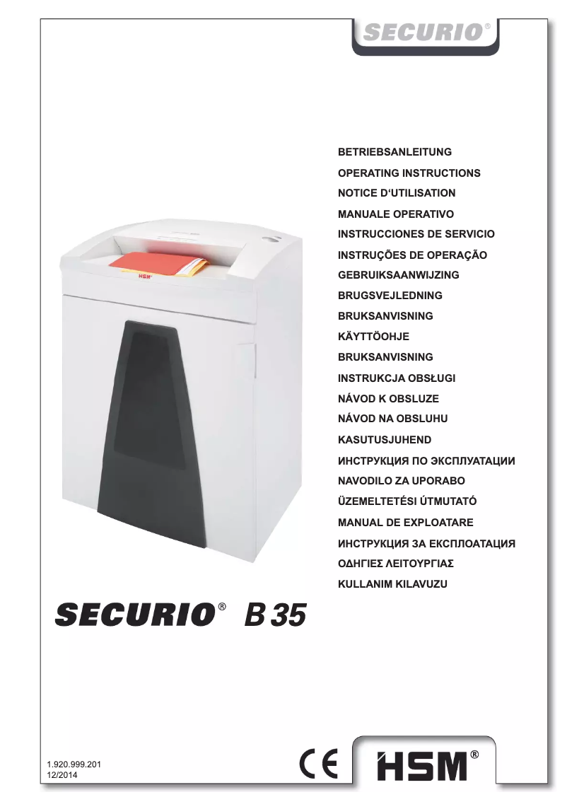 First page image of the manual for Securio B35c