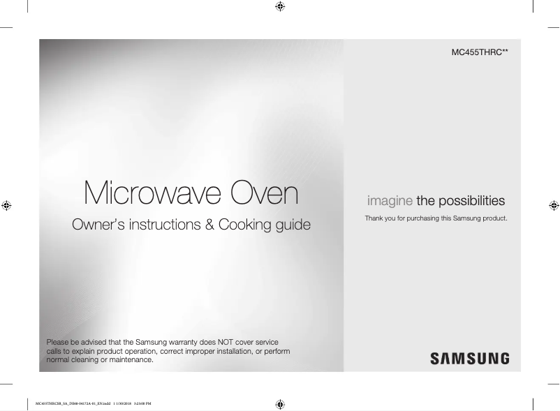 First page image of the manual for MC455THRCBB