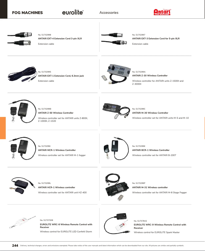 Page 1 of the manual Catalogue Antari M-30