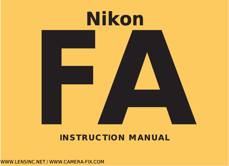 Page 1 of the manual User Manual Nikon FA