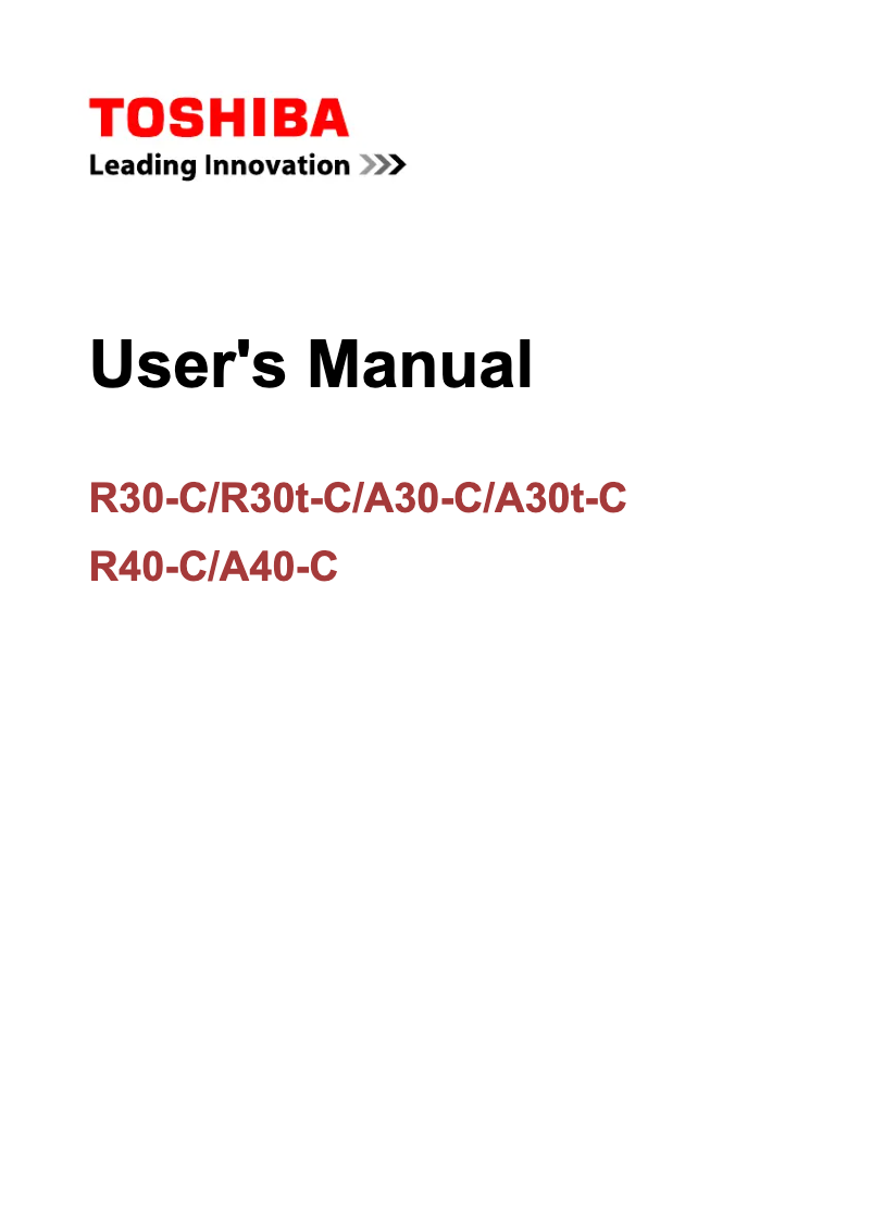 First page image of the manual for Portege R30