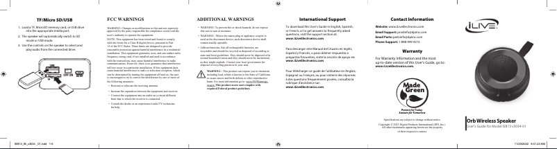 First page image of the manual for ISB13