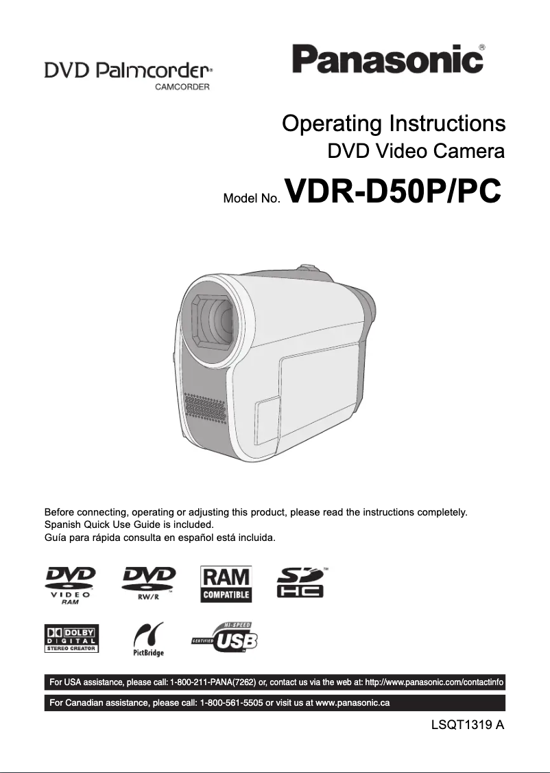 First page image of the manual for VDR-D50P/PC