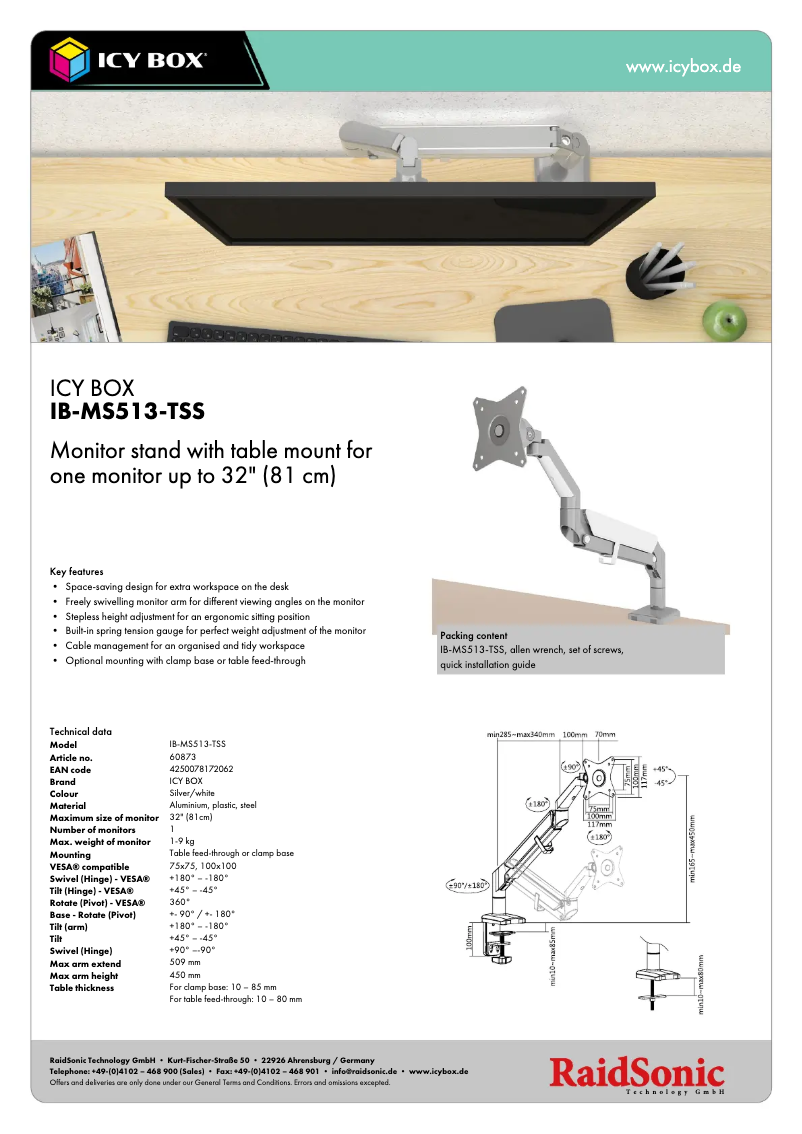 First page image of the manual for IB-MS513-TSS
