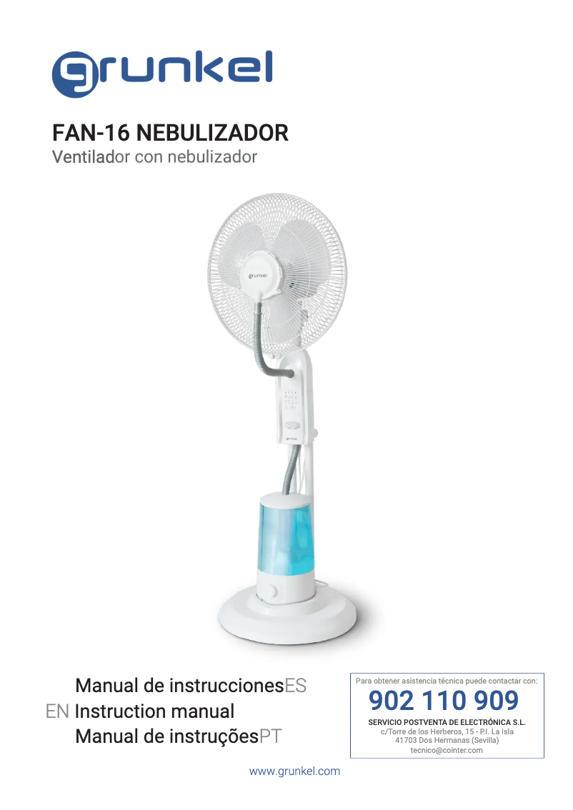 First page image of the manual for FAN-16NEBULIZADOR