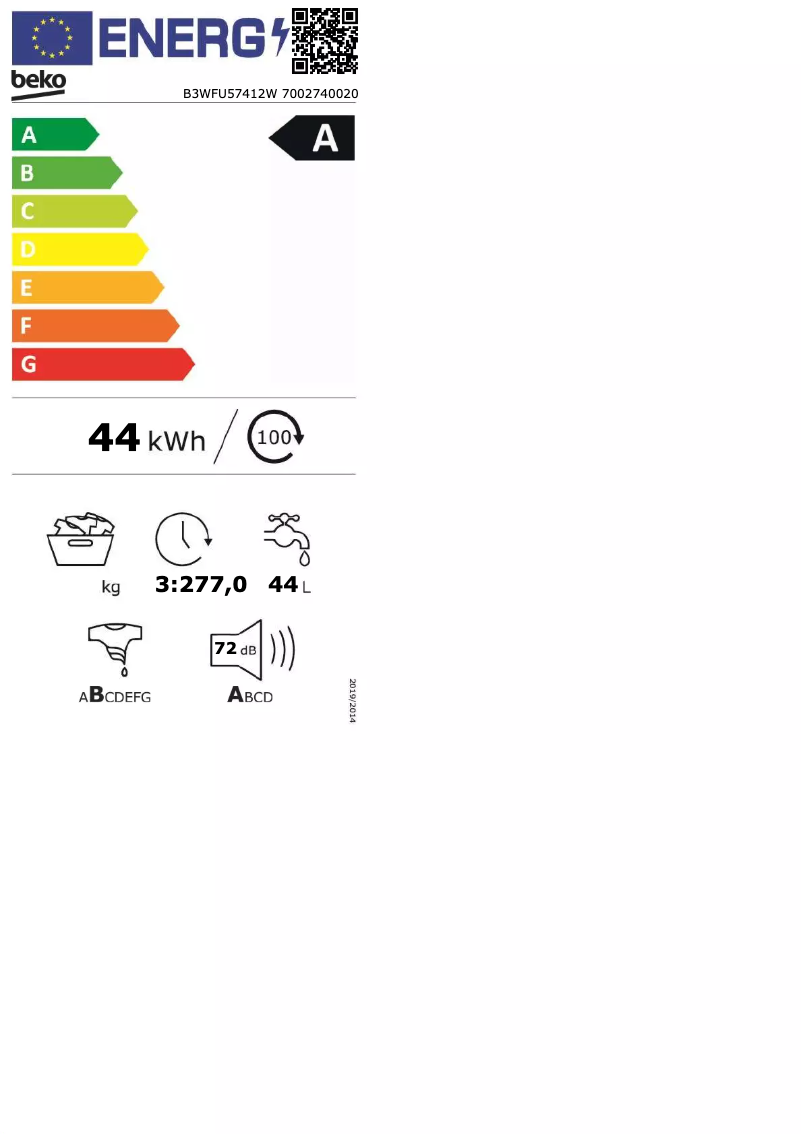 First page image of the manual for B3WFU57412W
