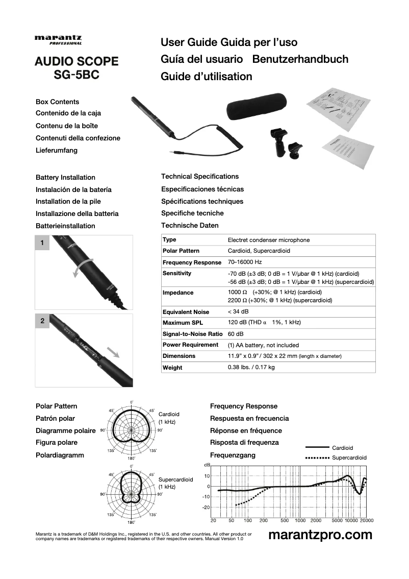 First page image of the manual for Audio Scope SG-5BC