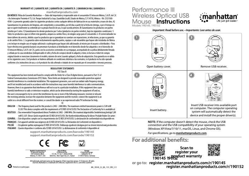 First page image of the manual for 190152