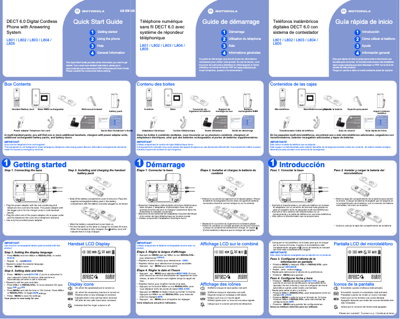 Page 1 of the manual User Manual Motorola L802