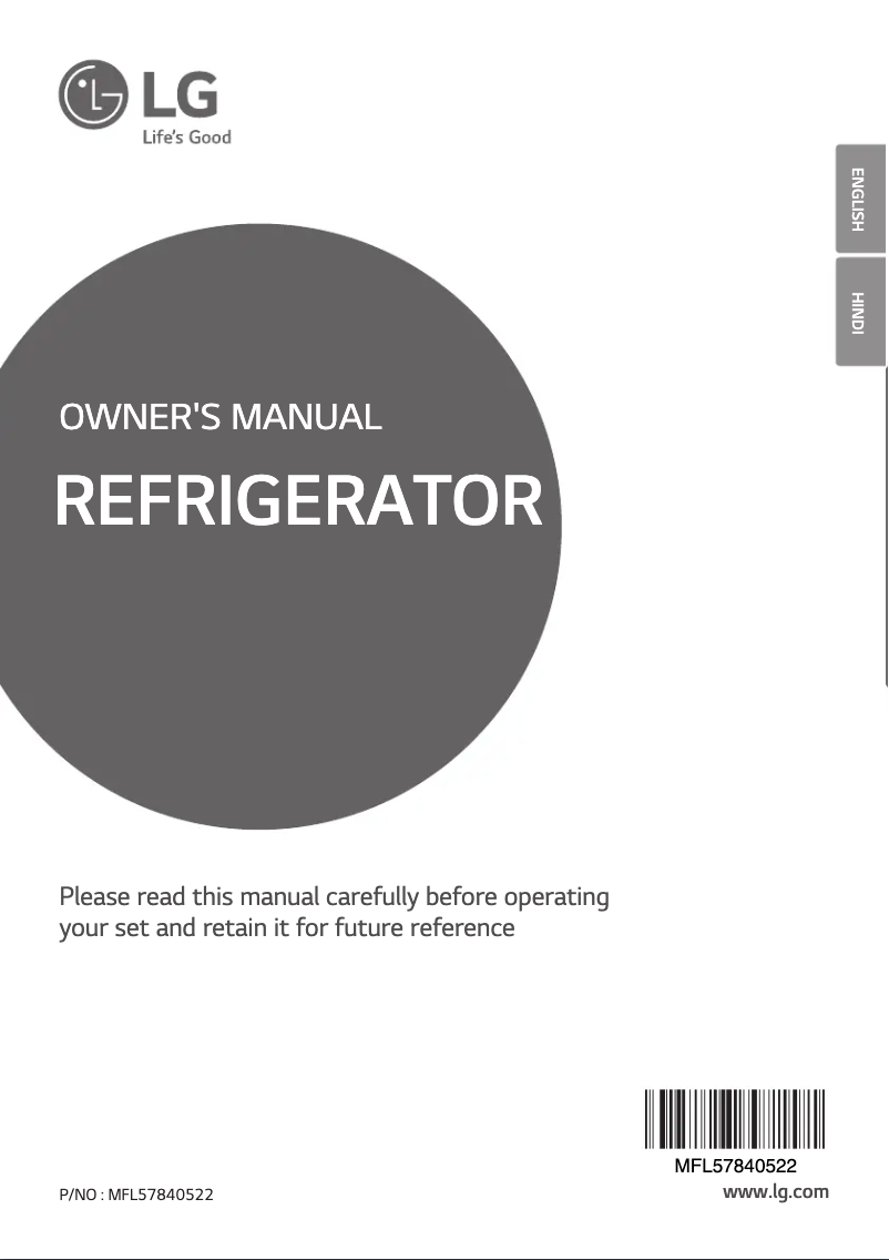 Page 1 of the manual User Manual LG GL-T292RPGY