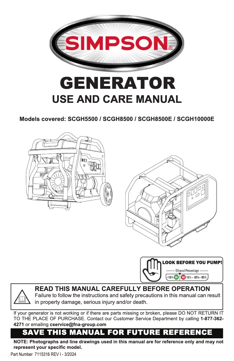 First page image of the manual for SCGH5500