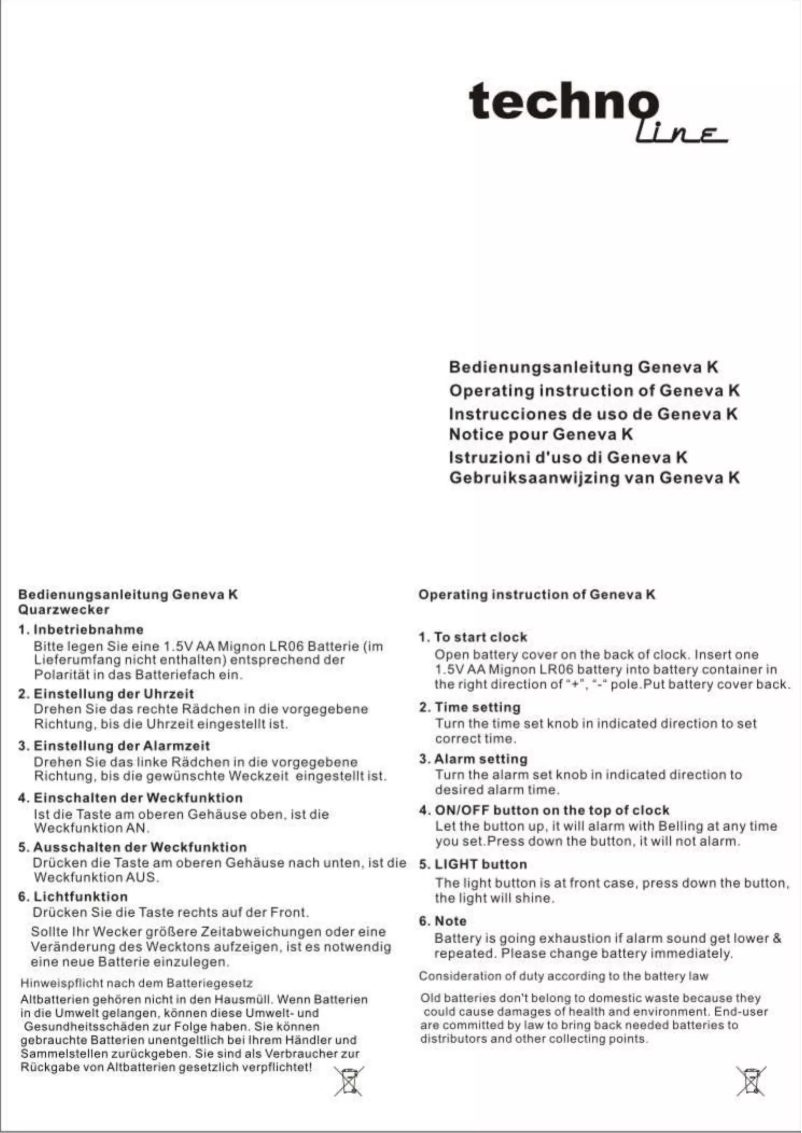 First page image of the manual for Geneva K