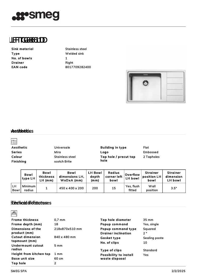 First page image of the manual for LFTG861D