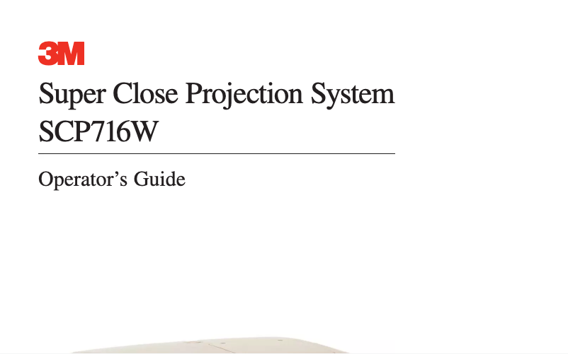 Page 1 of the manual User Manual 3M SCP716W