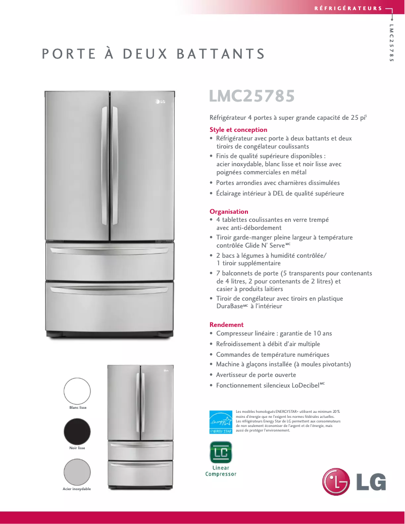 Page 1 of the manual Technical Sheet LG LMC25785SW
