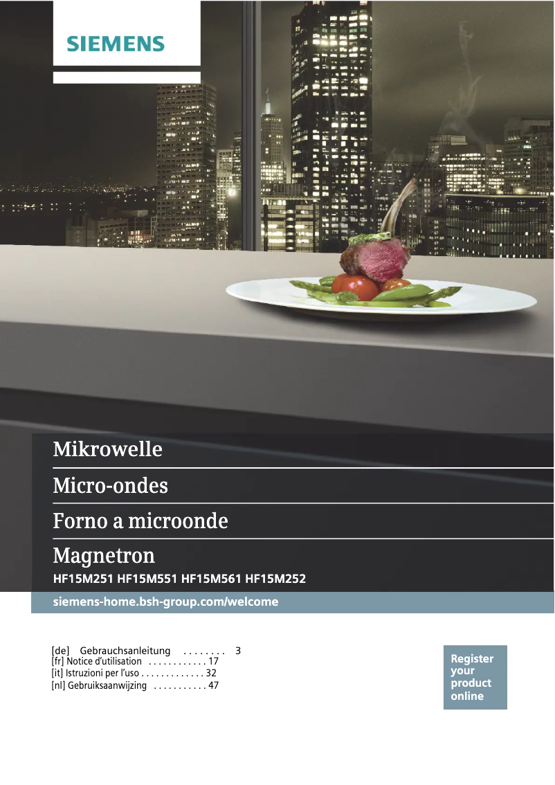 Page 1 of the manual User Manual Siemens HF15M261
