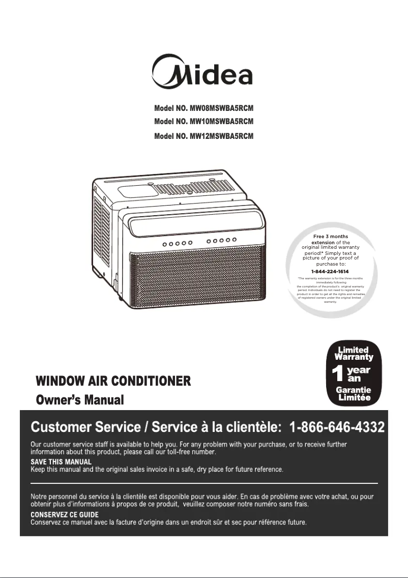 Page 1 of the manual User Manual Midea MW12MSWBA5RCM