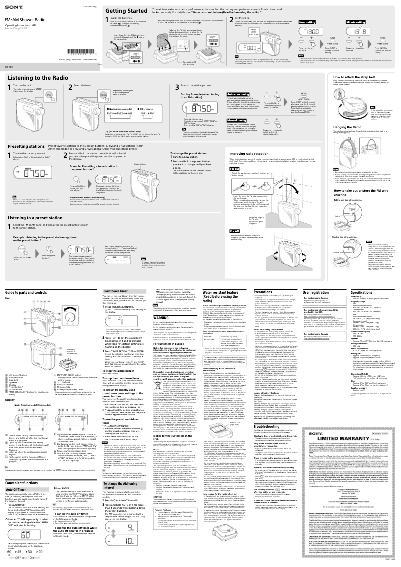 First page image of the manual for ICF-S80