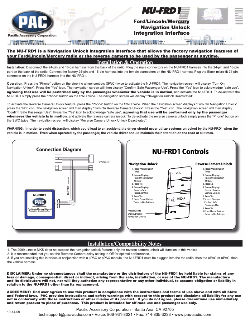 First page image of the manual for NU-FRD1