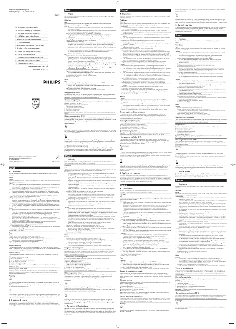 First page image of the manual for Frullatore HR2084