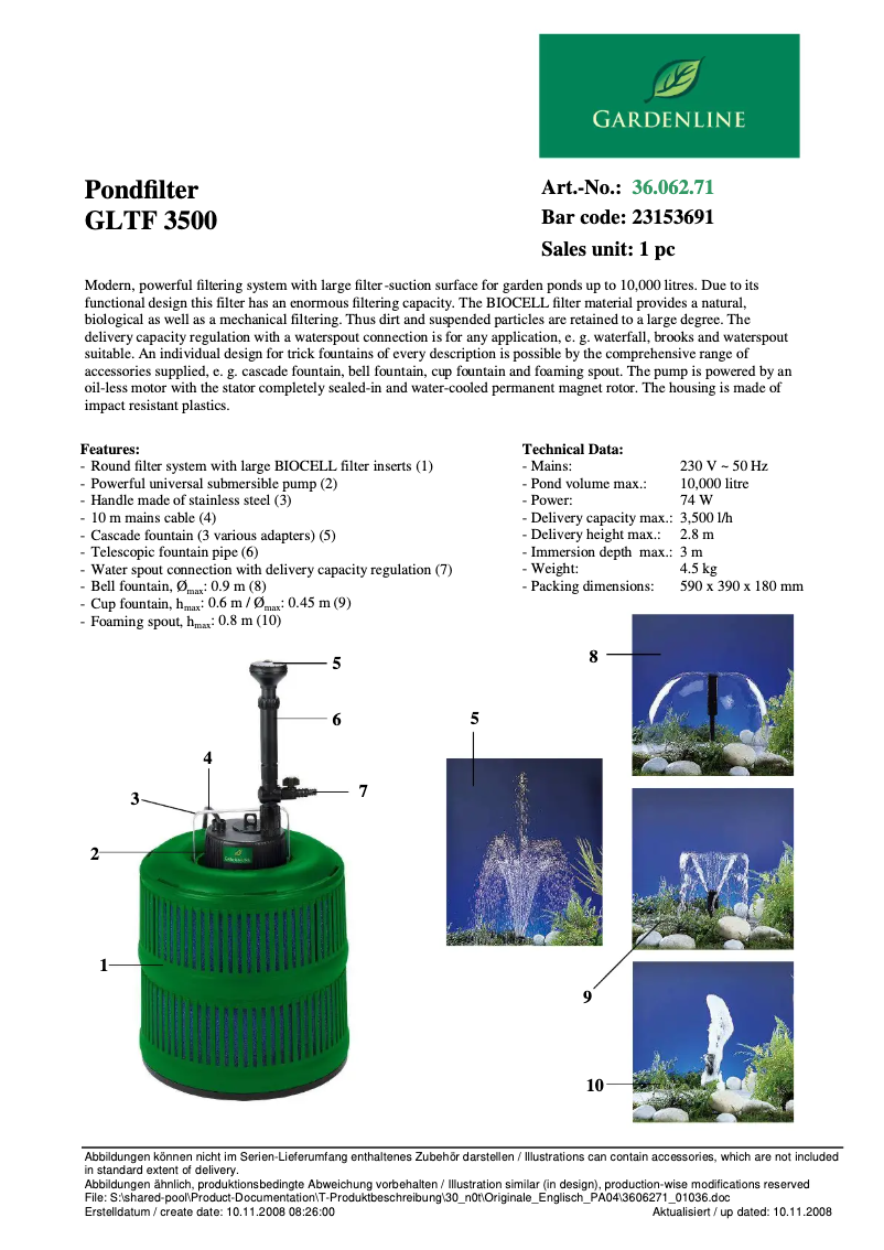 First page image of the manual for GLTF 3500