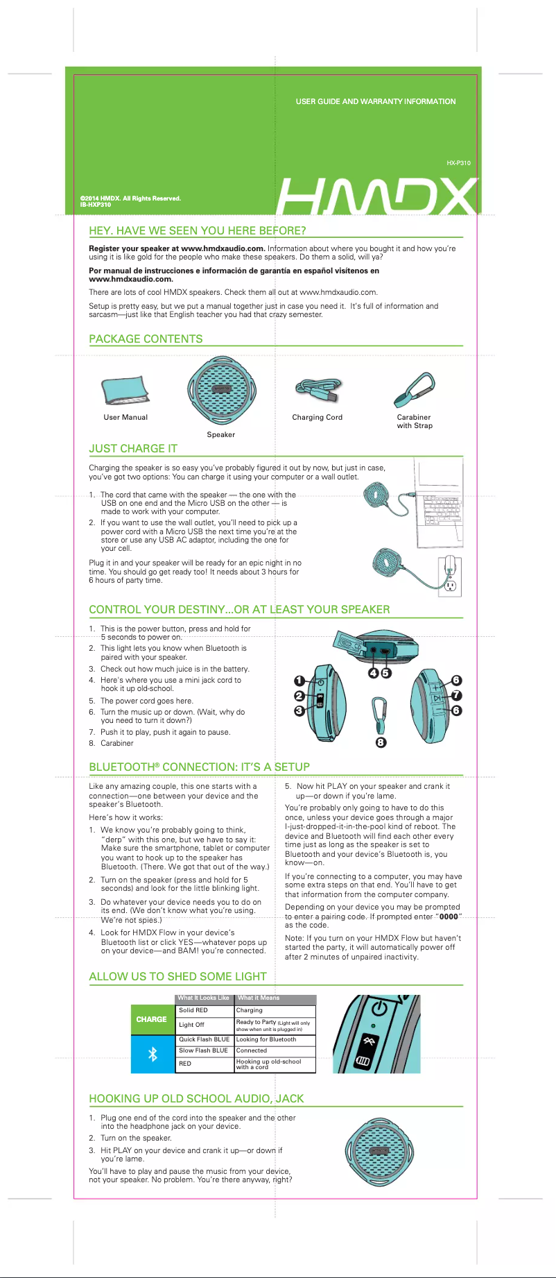 Page 1 of the manual User Manual HMDX HX-P310