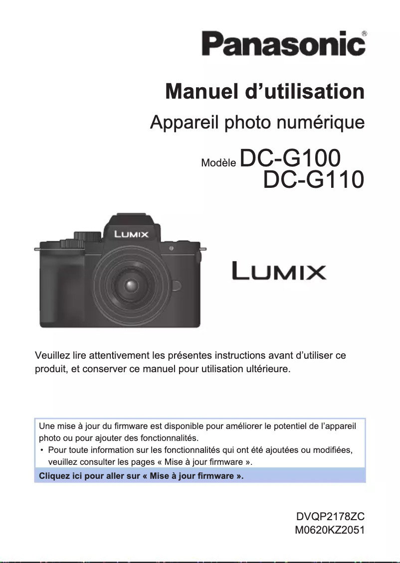 First page image of the manual for Lumix DC-G100