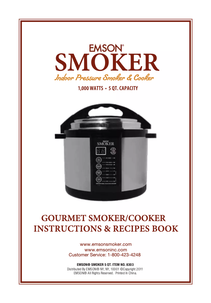 Page 1 of the manual User Manual Emson Smoker