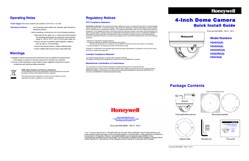 Page 1 of the manual User Manual Honeywell HD4D9S