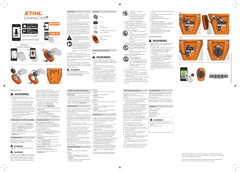 Page 1 of the manual User Manual Stihl Smart Connector 2A