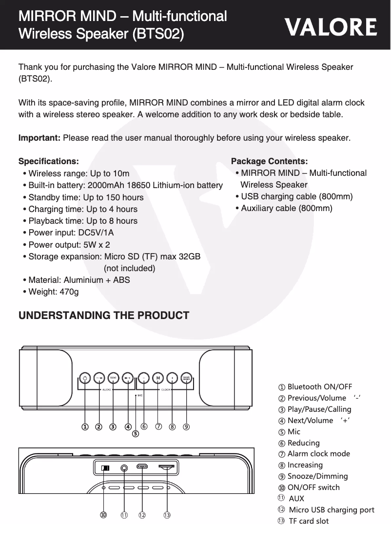 First page image of the manual for BTS02
