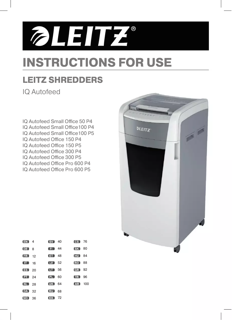 First page image of the manual for IQ Autofeed Office 150 P4