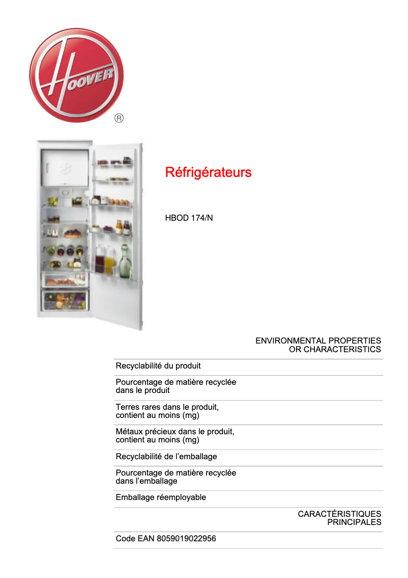 First page image of the manual for HBOD 174/N