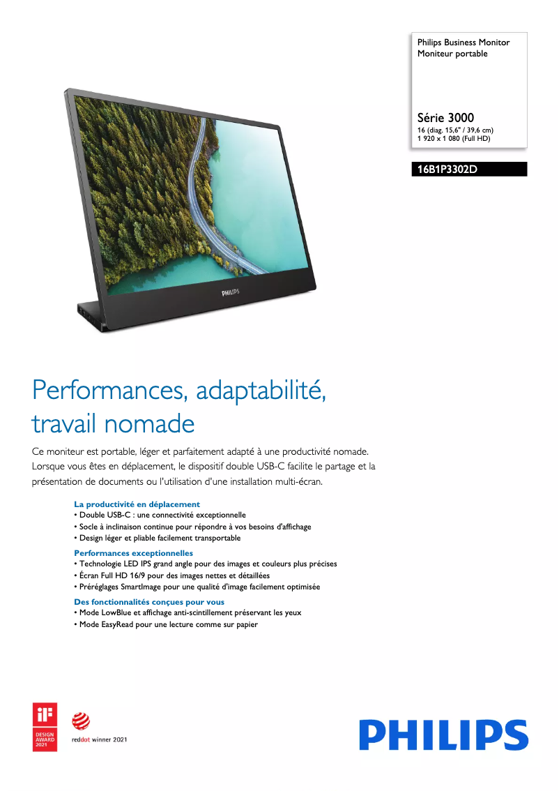 Page 1 of the manual Technical Sheet Philips 16B1P3302D
