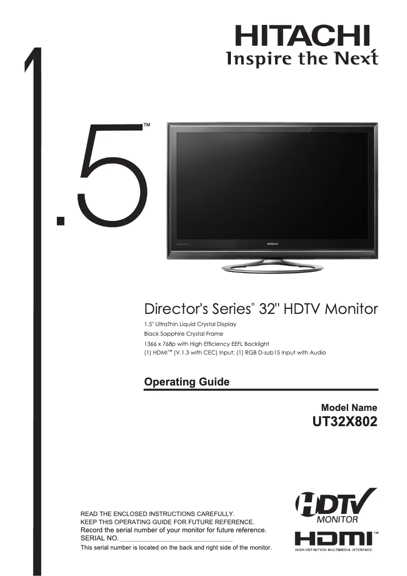 Page 1 of the manual User Manual Hitachi UT32X802