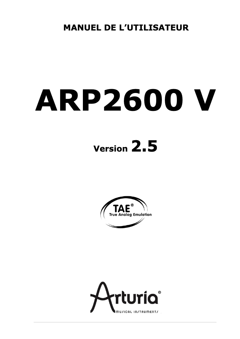 Page 1 of the manual User Manual Arturia ARP2600 V
