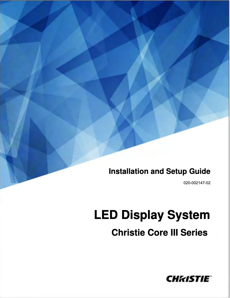 Page 1 of the manual User Manual Christie Core III