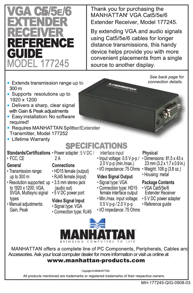Page 1 of the manual User Manual Manhattan 177245