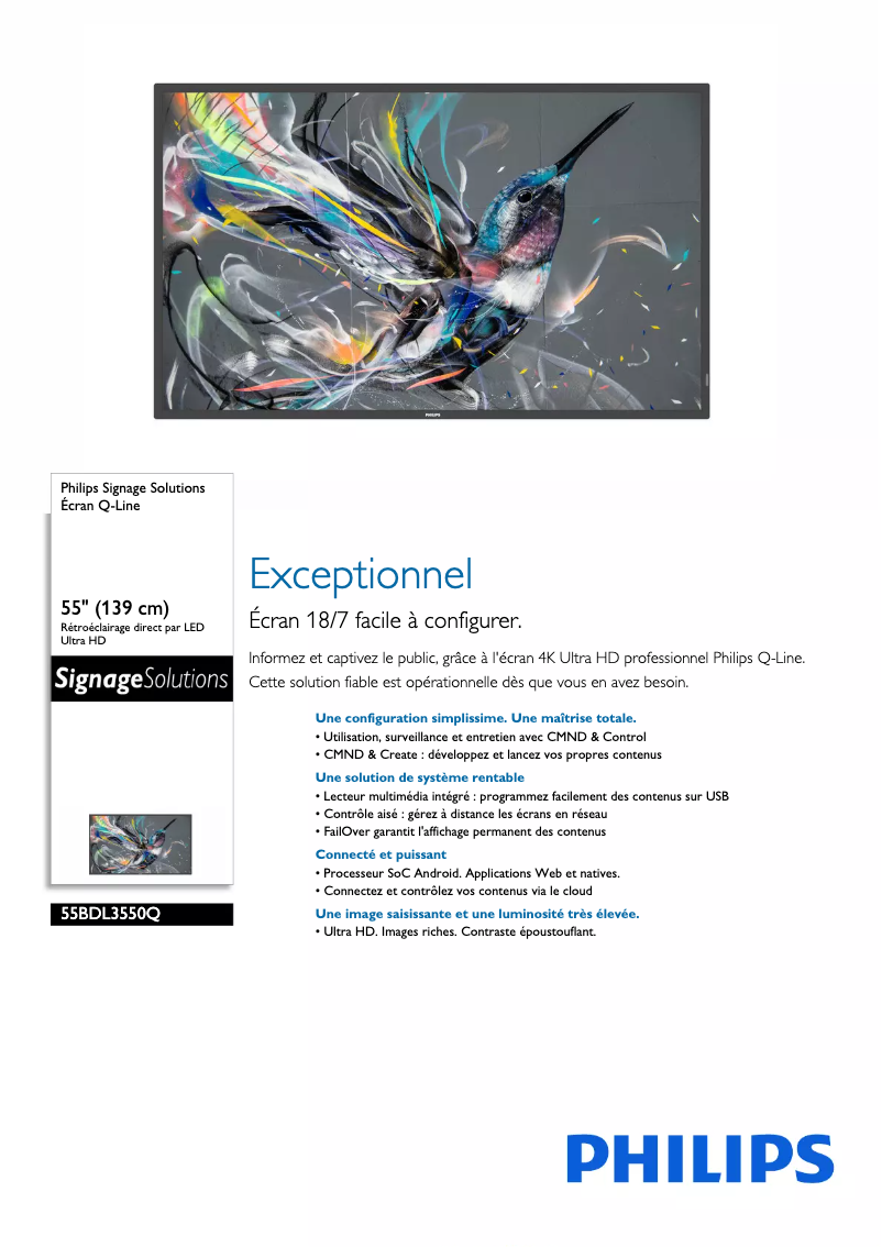 First page image of the manual for 55BDL3550Q