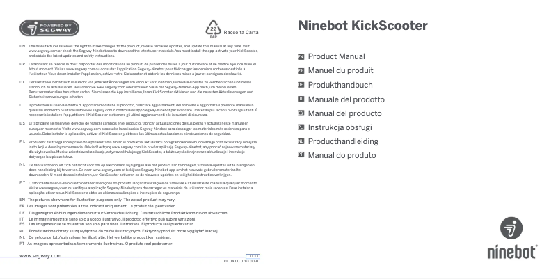 Page 1 of the manual User Manual Segway Ninebot KickScooter E2