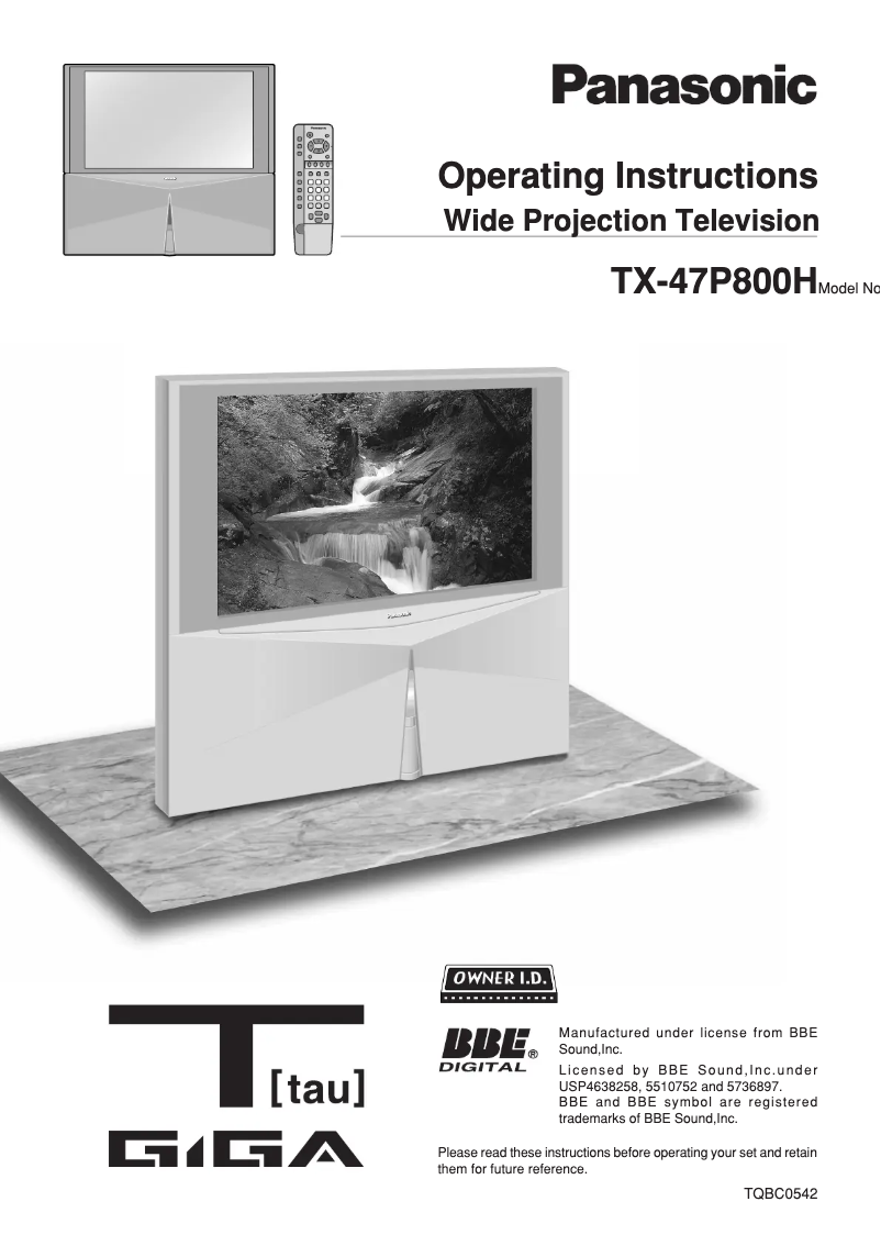 First page image of the manual for TX-47P800H